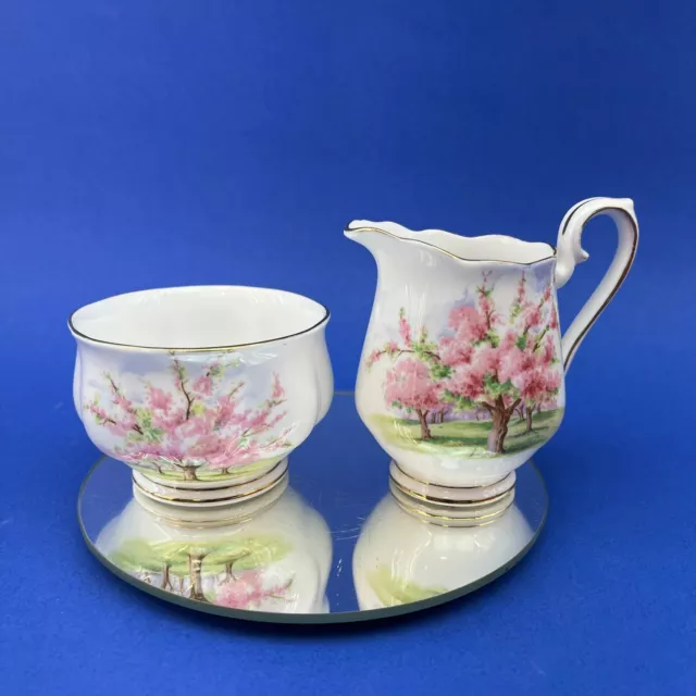 Royal Albert Blossom Time ￼Creamer Pitcher Sugar Bowl Bone China England Vintage