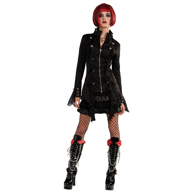 GOTH GIRL COSTUME Adult Gothic Outfit Vampire Halloween Fancy Dress £9.