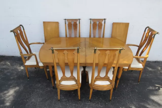 J L Metz Mid Century Modern Set of Dining Table Six Chairs and Two Leaves 4905