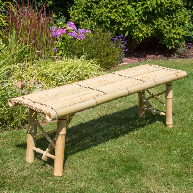 Banc de jardin en bois bambou mobilier meuble pour terrasse balcon Homestyle4u