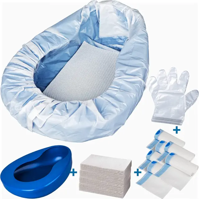 Bedpan Set with 30 Super Absorbent Pads and Disposable Liners, Bed Pans for Elde