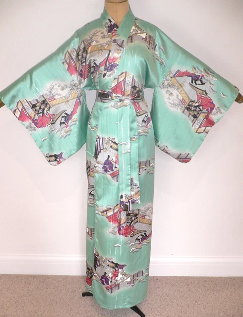 Light Robe Japanese VINTAGE JAPANESE MADE, Kimono Style, Silky Dressing Gown Robe Ancient ...