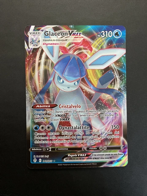 Pokemon Card Evoluzioni Eteree Glaceon Vmax Rara Holo Full Art Nm Ita 041/203