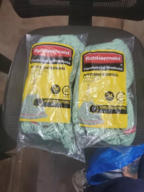 (2 PACK) Rubbermaid Heavy Duty Commercial #24 Anti Microbial Mop Head Refill New