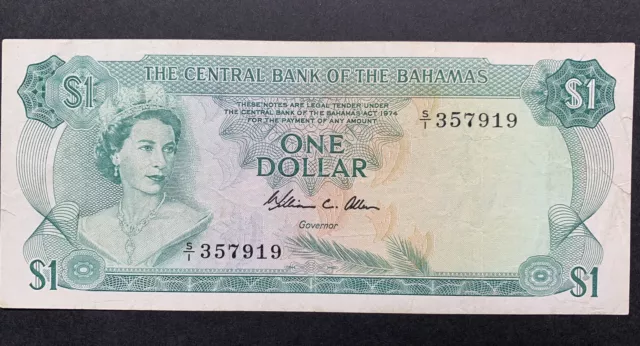 1974 - The Central Bank Of The Bahamas - 1 Dollar Banknote, Very Fine Condition