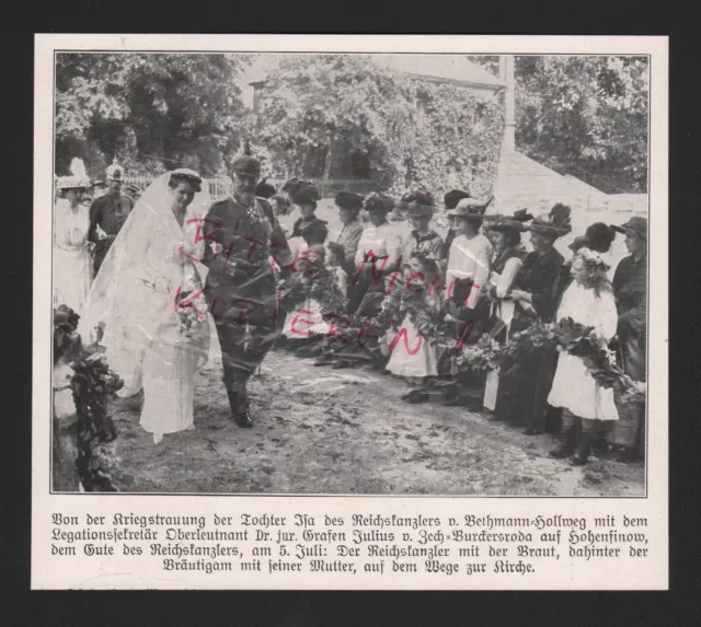 Bildnis 1915, Reichskanzler v. Bethmann-Hollweg und Tochter Isa Hochzeit  WWI