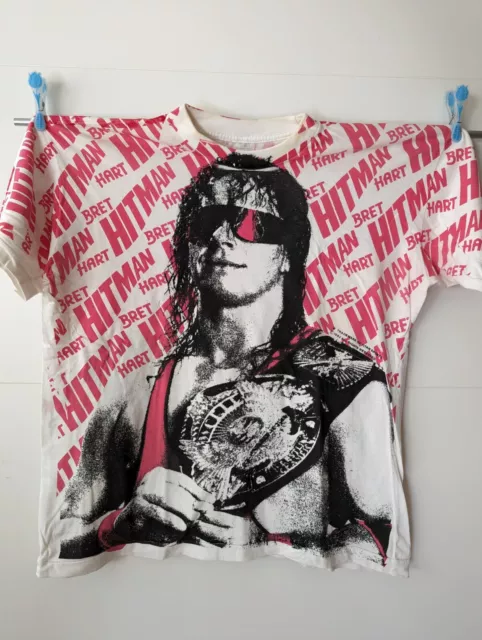 Bret Hitman Hart WWF Wrestling Shirt 1993 All Over Print / XL