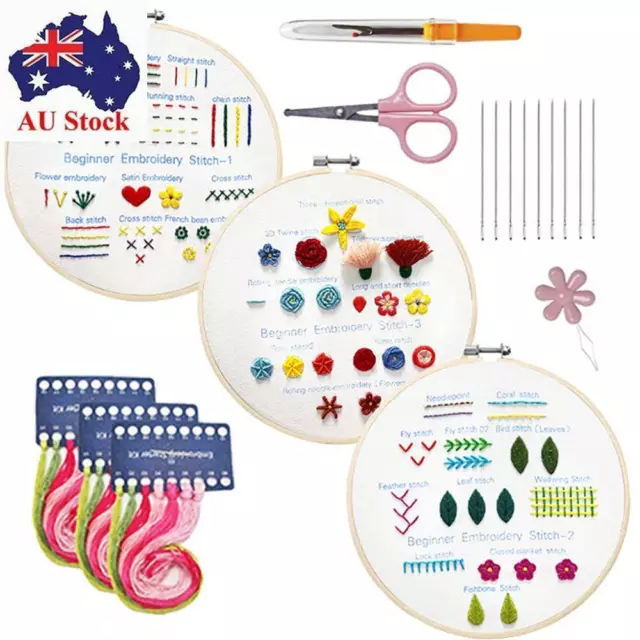 Practice Kit Cross Stitch for Beginners Ribbon Painting Embroidery Needlework