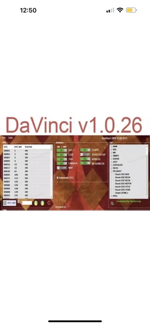 DAVINCI DPF EGR DTC VOLETS TVA ADBLUE REMOVER 10.0.26 New Vers
