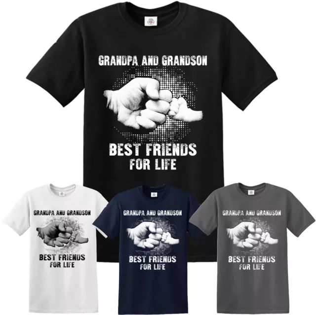 GRANDPA AND GRANDSON BEST FRIENDS FOR LIFE T SHIRT Funny Xmas Gift Tshirt Top