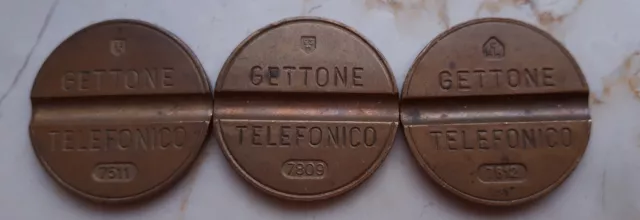 3 Gettone Telefonico Telefonmünzen Italien aus 11/75, 09/78, 12/78. Einwandfrei