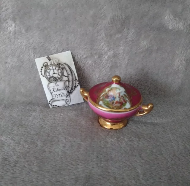 Soupière miniature porcelaine artistique F.M Limoges France
