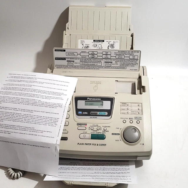 Panasonic KX-FP250 Plain Paper Fax & Copier Barely-used Tested Working