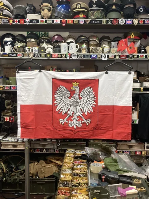 Polish Eagle Double Sided Heavy Cotton Flags 5ft x 3ft and 3ft x 2ft
