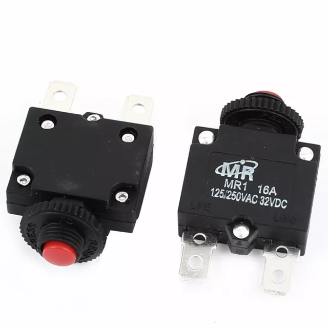 AC 125V/250V 16A Red Reset Button Overload Protector Circuit Breaker 2Pcs