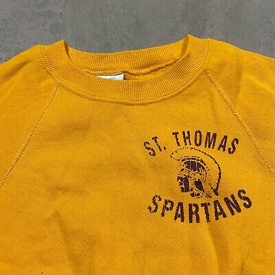90s VINTAGE ST. Thomas College Spartani NEW YORK Raglan Felpa Youth S MADE USA 2
