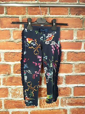 Girls Ted Baker Leggings Age 2-3 Years Navy Floral Patterned Stretch Kids 98Cm