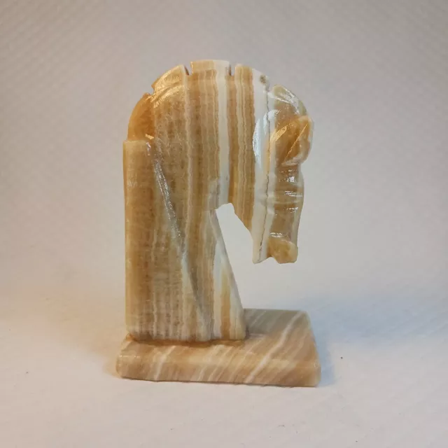 Vtg Mcm Yellow Jasper Trojan Horse Bust Chess Knight Bookend 5"