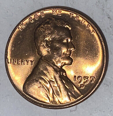 RED BU 1957-D LINCOLN WHEAT PENNY Denver Mint Uncirculated Cent USA 1c