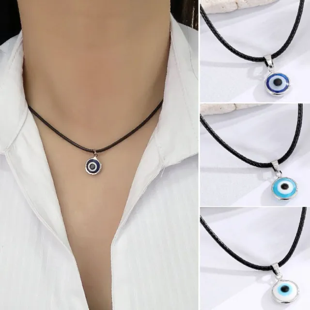 Boho Turkish Evil Blue Eye Beads Pendant Necklace Clavicle Choker Women Jewelry