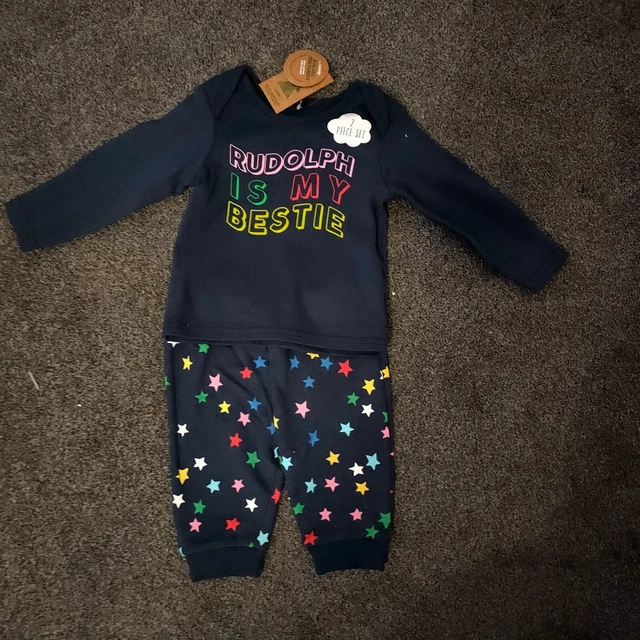 Bnwt Girls Age 3-6  Months George  Christmas Pyjamas