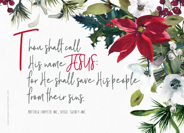 10 Christmas Bible verse cards xmas card poinsettia christian watercolour kjv av