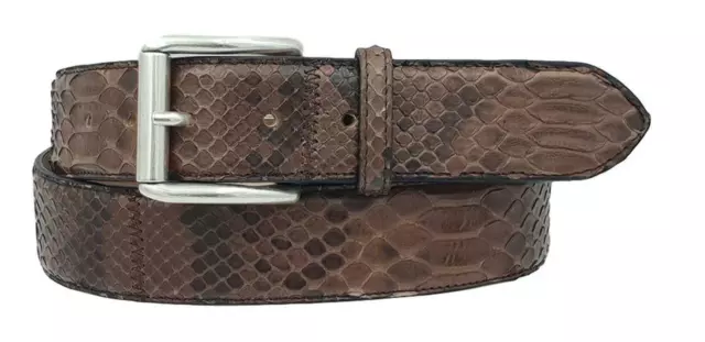 Ceinture de 4 cm en vrai python marron foncé avec boucle sans nickel