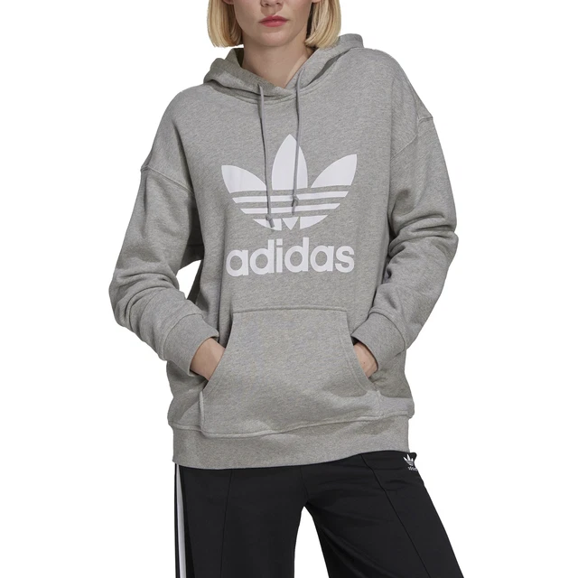 Adidas Felpa da Donna con Cappuccio Adicolor Trefoil Grigia Taglia 40 (S) Cod...