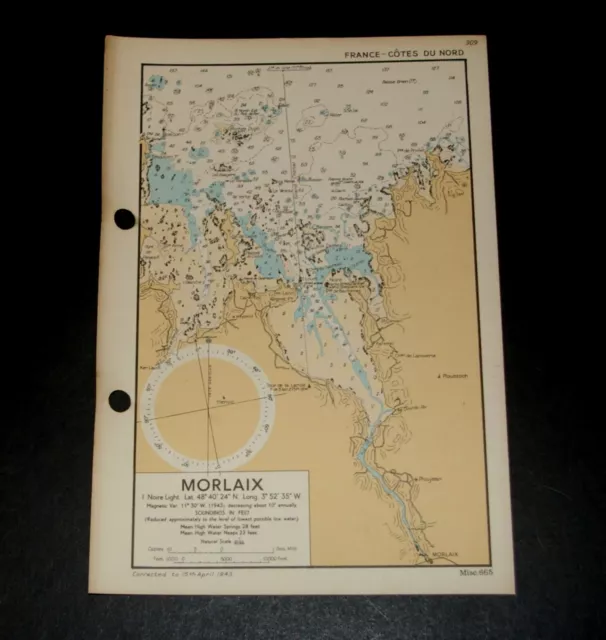 MORLAIX, France D-Day Overlord Invasion Planning - WW2 Map 1943