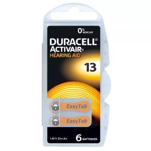 Duracell Activair Mercury Free Hearing Aid Batteries Size 13 ORANGE 60 batteries