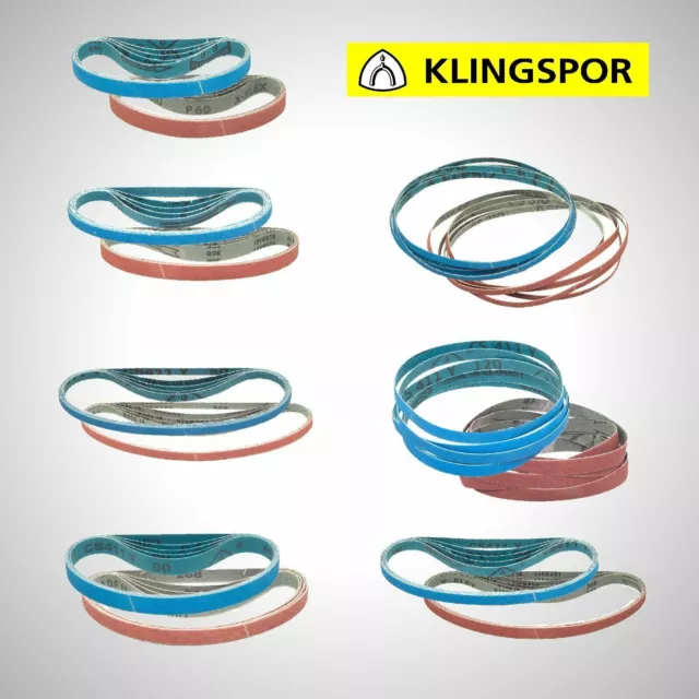 25 X Klingspor Tessuto Banda Abrasiva Nastri 10x330 13x457 9x533 MM Grana Tutti