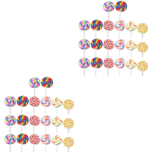 40 Pcs Decorative Lollipops Candy Cane Clay Charms DIY Kit Necklace Phone Case
