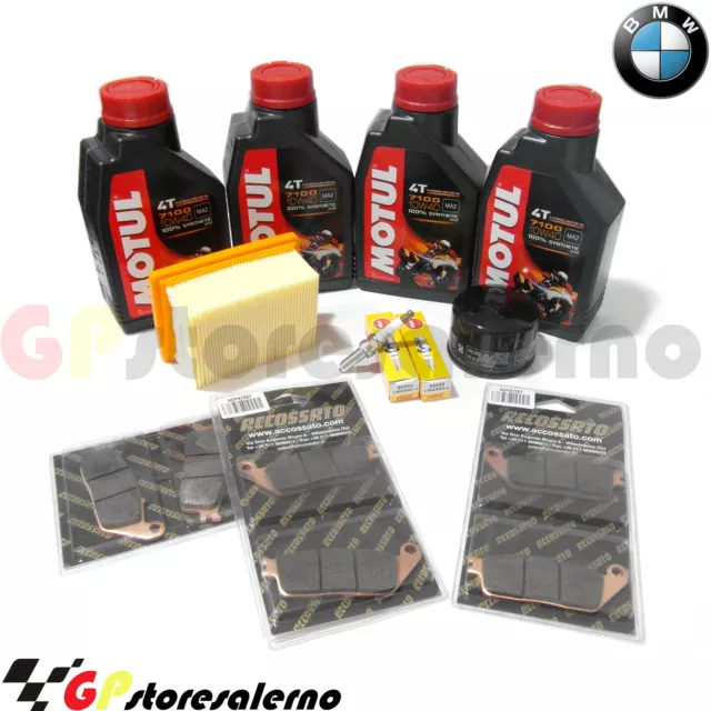 Kit 7100 10W40 Filtro Olio Aria Candele Pastiglie Freno Bmw 600 C Sport 2013