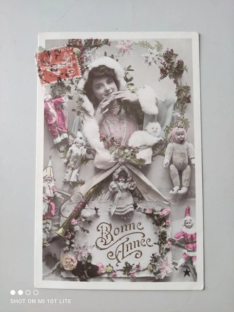 CPA BONNE ANNÉE 1910 Couple Mode Ancienne Carte Postale EUR 6,40