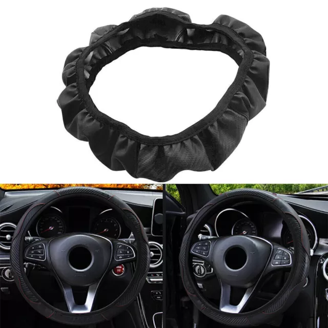 1 Pcs Black Universal Microfiber Leather Car SUV Steering Wheel Cover 15"