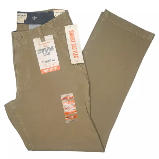 Dockers #11483 NEW Men's Flat Front Straight Fit Downtime Khaki Pants MSRP $66
