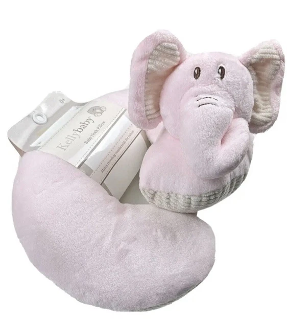KellyBaby Pink Corduroy Trim Plush Elephant Animal Travel Neck Support Pillow
