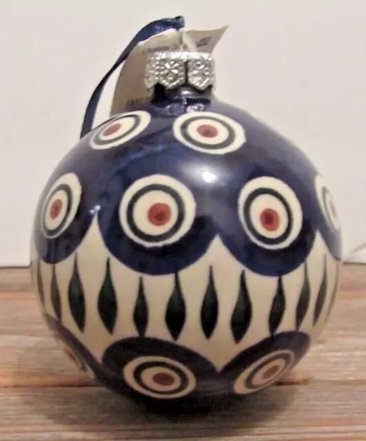 Boleslawiec Polish Pottery Wiza Round Christmas Ornament, NWT