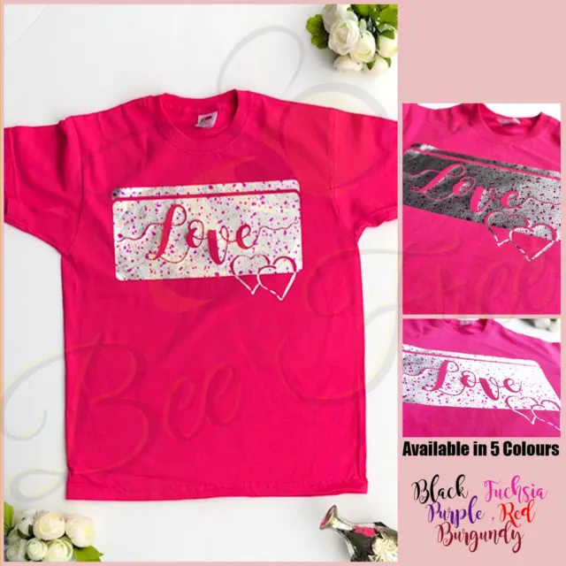 T-shirt alla moda nuova bambina Love Heart elegante bambini stampa alla moda
