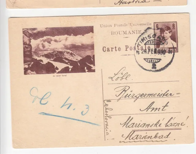 ROMANIA, Pictorial Postal Card,1930, 6L. Mount Surul to Czechoslovakia