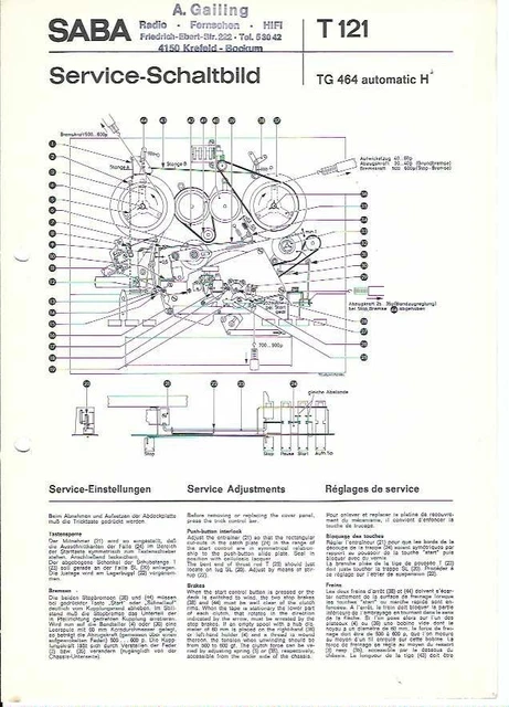 MANUAL DE SERVICIO original Saba aquí: plan para grabadora HiFi TG