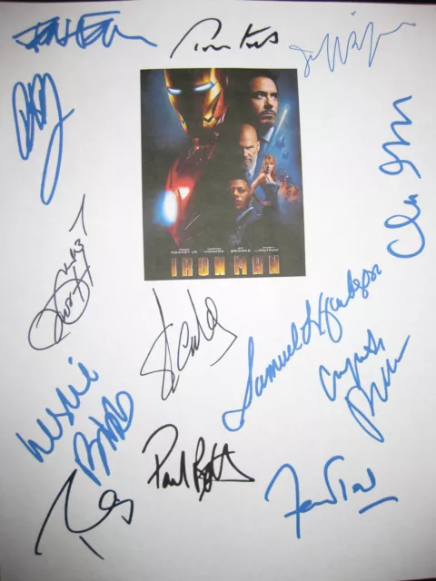 Iron Man Signed Script X13 Robert Downey Jr Stan Lee Jackson Paltrow Bibb reprnt