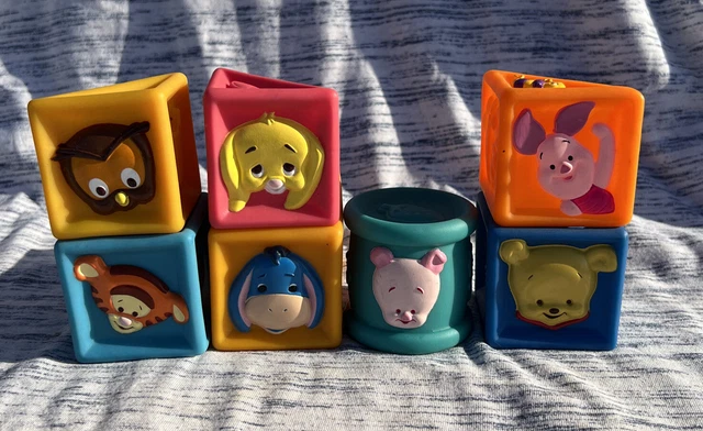 Vintage Disney Winnie The Pooh& Friends Baby Soft Blocks Set/7 Squeezable #5