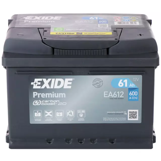 Exide Premium Carbon Boost  EA612 12V 61Ah 600A/EN