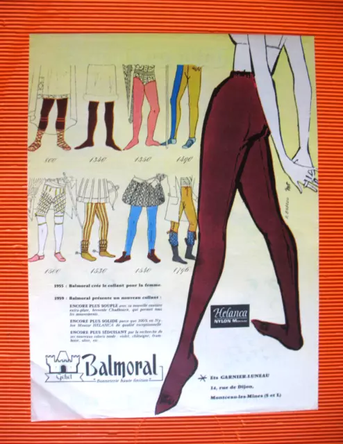 Balmoral Press Advertisement Helanca Sticker Illustration R. Bregou Ad 1959