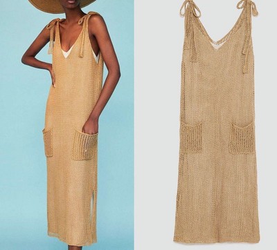 ZARA 2018 DOUBLE Knit Dress Sand Beige 