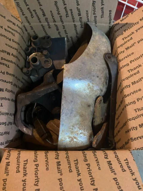 Random lot auto parts engine motor Ford center caps Escort GM A/C air brackets Random lot auto parts engine motor Ford center caps Escort GM A/C air brackets