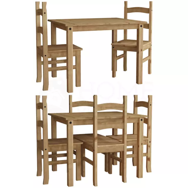 Corona Dining Table and Chairs Set 2 4 Seater Mexican Solid Pine Furniture