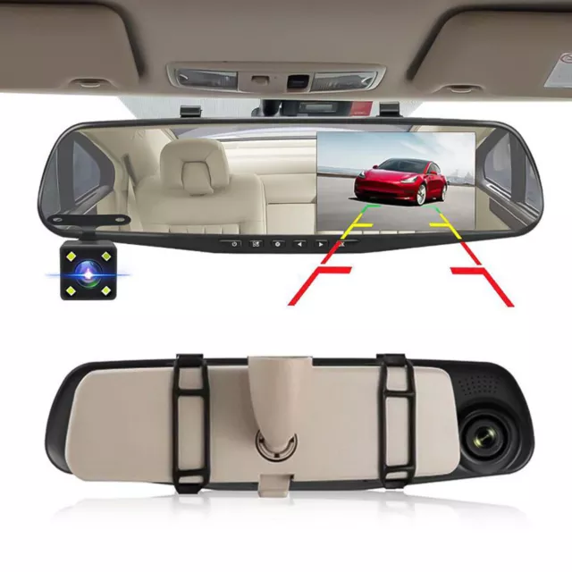 1080P HD Rearview Mirror Car DVR Dual Dash Cam Camera Front Rear Video Recorder 2