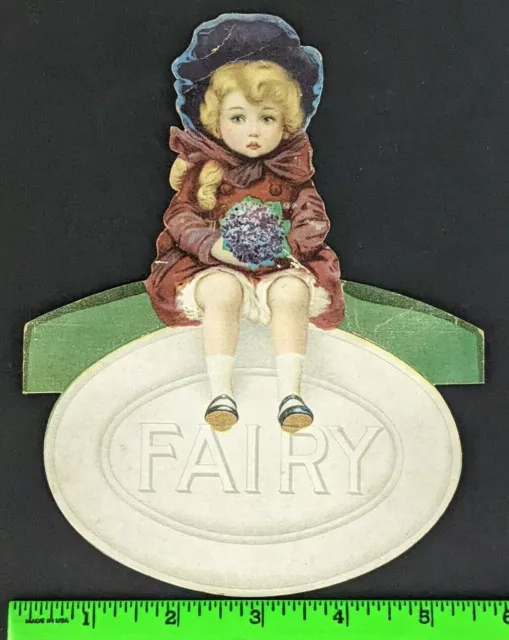 Vintage 1880s Little Fairy Girl Soap Die Cut Hang Advertisement Trade Card